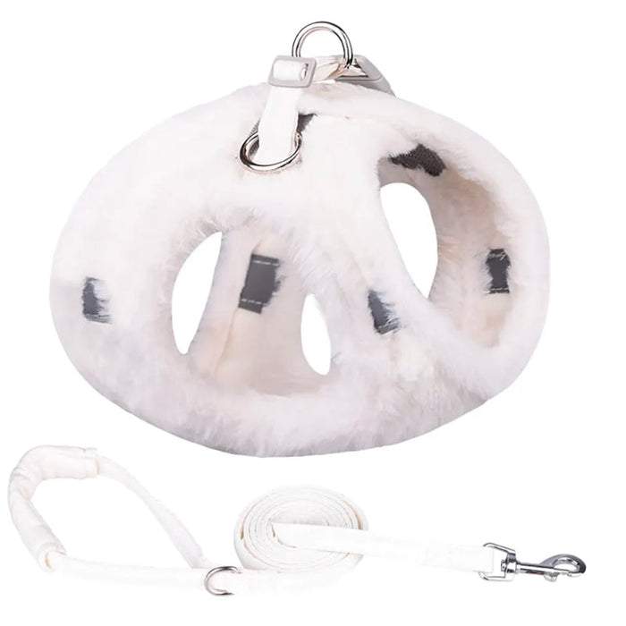 Fluffy Winter Reflective Dog Harness and Leash | Escape Proof Dog Harness | Dog Vest Harness | Reflective Dog Harness | Dog Leash | Best Dog Harness | Estilo Living