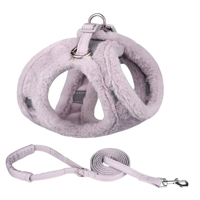 Fluffy Winter Reflective Dog Harness and Leash | Escape Proof Dog Harness | Dog Vest Harness | Reflective Dog Harness | Dog Leash | Best Dog Harness | Estilo Living