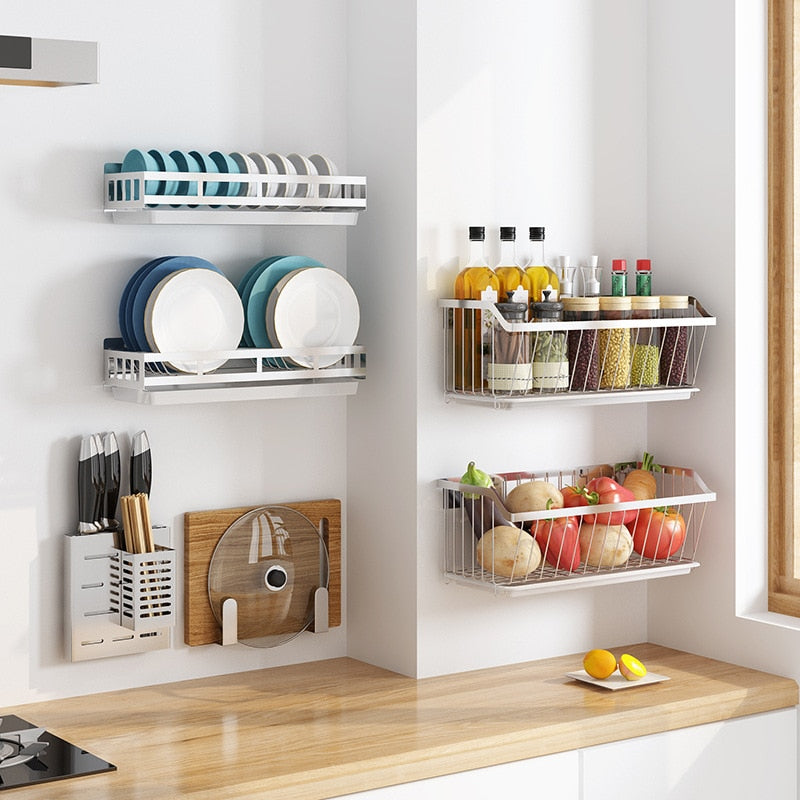 Stainless Steel Wall-Mounted Storage Racks Collection