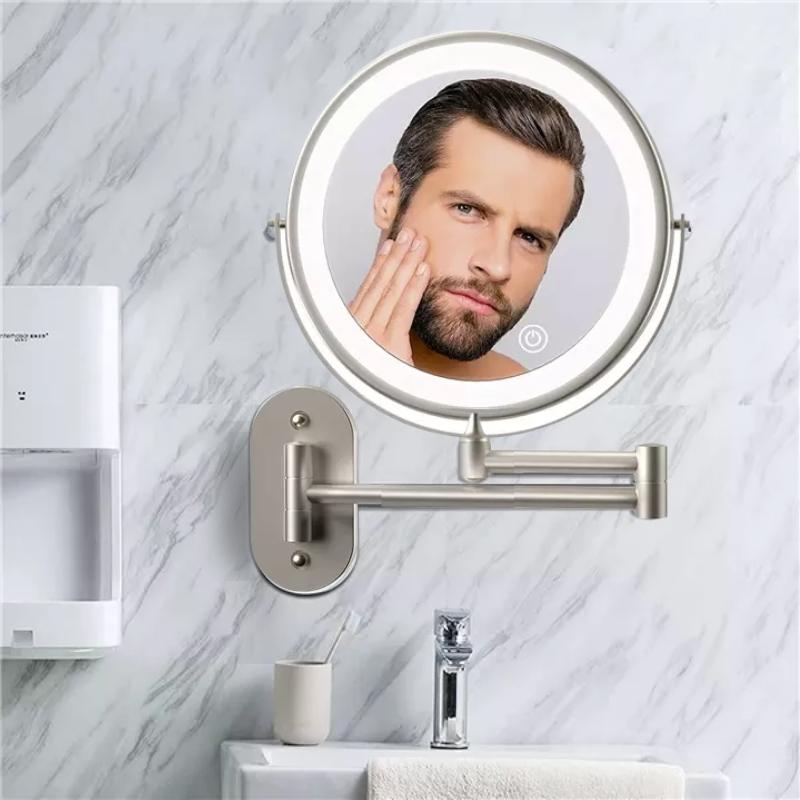 Matte Silver Adjustable LED Makeup  Bathroom Mirror Buy Estilo Living