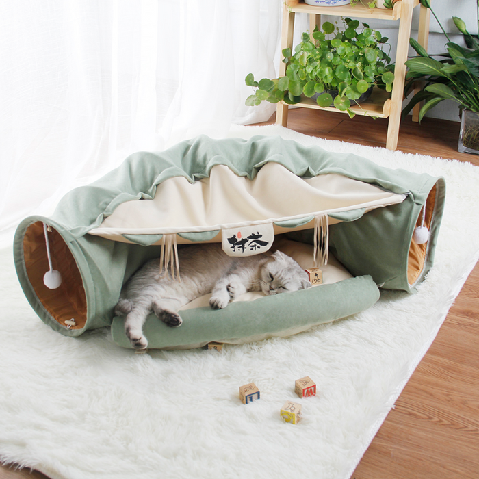 Sushi Bar Cat Tunnel with Removable Cat Bed | Cat Toys | Cat Entertainment | Collapsible Cat Tunnel | Cute Cat Tunnels | Cat Tunnel With Bed | Fun Cat Tunnels | Cat Tunnel | Stylish Cat Tunnels | Estilo Living
