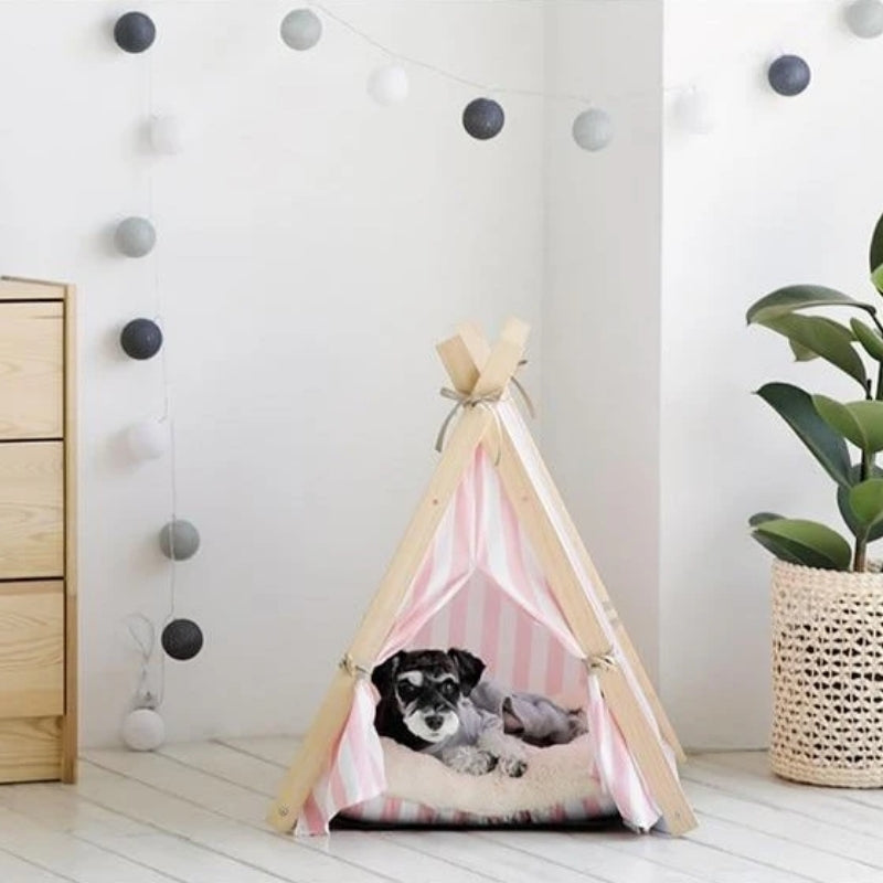 Dog teepee with outlet cushion