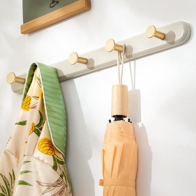 Vintage Taupe Wall Mounted Coat Rack with Hooks