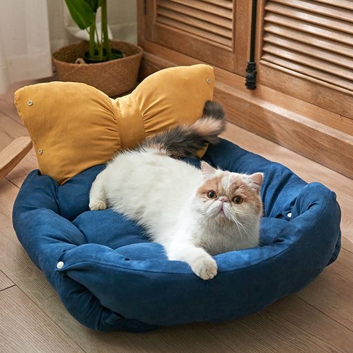 Cute Bow Multifunctional Plush Cat Mattress & Cat Bed | Cat Bed | Pet Beds | Cat Mattress | Pet Mattress | Foldable Mattress for Cats | Boho Cat Bed | Cute Cat Beds | Cat Cushions | Estilo Living