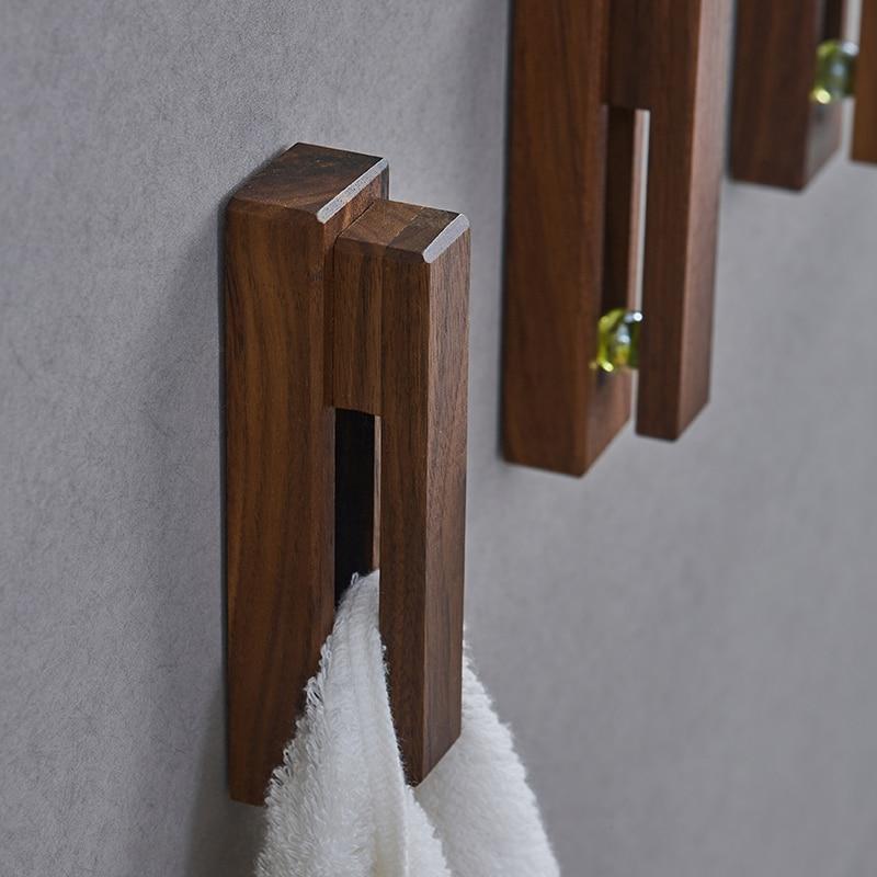 Modern Wooden Towel Holders -set Of 2 Self Adhesive Towel Hook Wood Wall  Mounted Towel Holder Home Decor- Durable, Easy Installation,firmly Holds  Towe