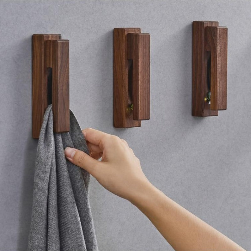 Towel Organizer Wooden Hooks Bathroom Closet Solid-raw -  Norway