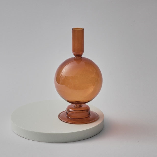 Autumn Glass Taper Candle Holder & Vase Collection | Home Decor | Glass Vases | Glass Candle Holders | Brown Vases | Abstract Candlesticks | Estilo Living
