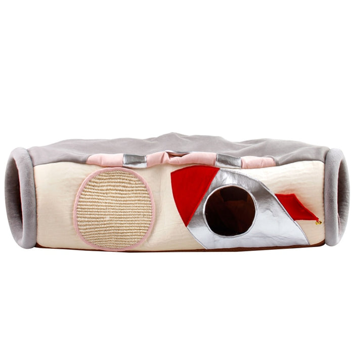 Spaceship Rocket Cat Tunnel with Cat Scratch Pad | Cat Toys | Cat Entertainment | Collapsible Cat Tunnel | Cute Cat Tunnels | Boat Cat Tunnel | Stylish Cat Tunnel | Fun Cat Tunnel | Adventure Cat Tunnels | Estilo Living  