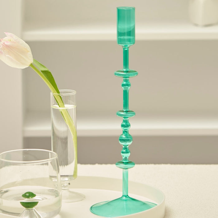 Harlow Tall Decorative Glass Taper Candlestick Holders | | Home Decor | Glass Vases | Glass Candle Holders | Retro Candle Holders | Classic Candle Holders | Abstract Candlesticks | Slim Candlesticker Holders | Tall Candlestick Holders | Estilo Living
