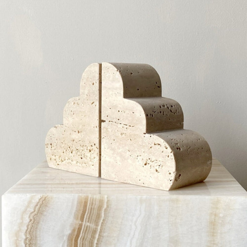 Abstract Marble Travertine Bookends | Marble Bookends | Stylish Bookends | Marble Decor | Travertine Decor | Stone Bookends | Travertine Sculptures | Estilo Living