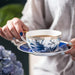 English Blue Floral Porcelain Tea for One Set with Saucer | Porcelain Tea Set | One Set Teapot | Tea Cups | Tea Saucer | Cup Saucer | High Tea | High Tea Cups | High Tea Teapots | Teaware | Estilo Living