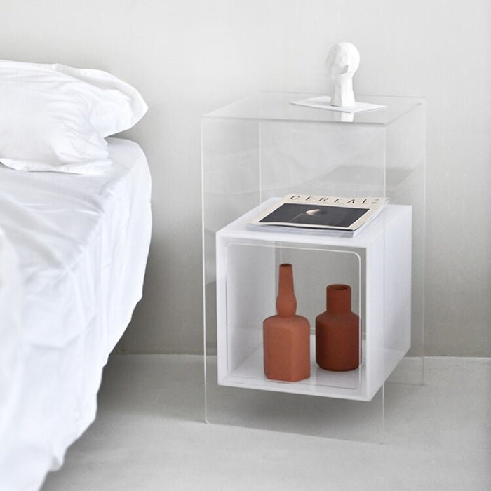 Tall Modern Minimalist Acrylic Side Table | Acrylic Side Table | Acrylic Table | Acrylic Coffee Table | Side Table in Living Room | Home Furniture | Side Table Small | Living Room Furniture | Side Table Living Room | Bedside Table | Bedroom Nightstand | Side Table for Bedroom | Acrylic Coffee Table Square | Side Table Bed | Buy Side Table Storage Online Now at Estilo Living