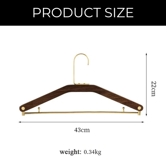 Walnut Wood and Brass Clothes Hangers | Coat Hangers | Clothes Hangers | Pant Hangers | Trouser Hangers | Closet Hanger | Wardrobe Hangers | Hangers for Closet | Suit Hangers | Shirt Hangers | Luxury Wardrobe | Stylish Wardrobe | Buy Display Clothes Hangers Online Now at Estilo Living