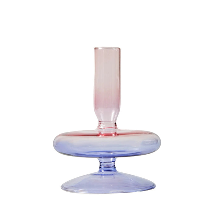 Lilac Purple Glass Taper Candle Holder & Vases