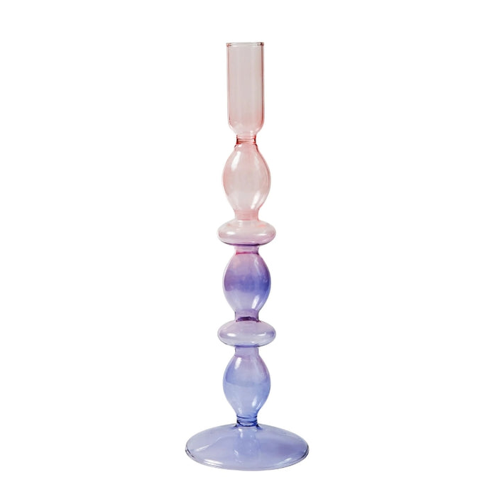 Lilac Purple Glass Taper Candle Holder & Vases