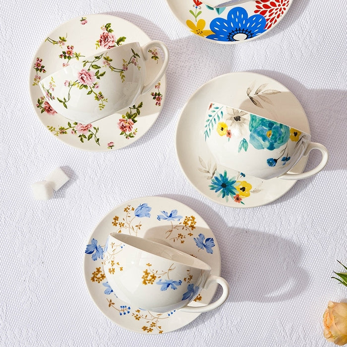 Beatrice Ceramic Tea for One Set with Saucer | One Set Teapot | Tea Cups | Tea Saucer | Cup Saucer | High Tea | High Tea Cups | High Tea Teapots | Teaware | Estilo Living