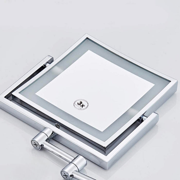 Chrome Silver Square Magnifying Adjustable LED Makeup and Bathroom Mirror | Adjustable LED Makeup Mirror | Magnifying Makeup Mirror | Makeup Mirror LED Lights | Makeup Mirror on Wall | Bathroom Mirrors | Vanity Mirror | Wall Mounted Makeup Mirror | LED Vanity Mirror | Cosmetics Mirror | Shaving Mirror | Buy Makeup Mirrors Online Now at Estilo Living