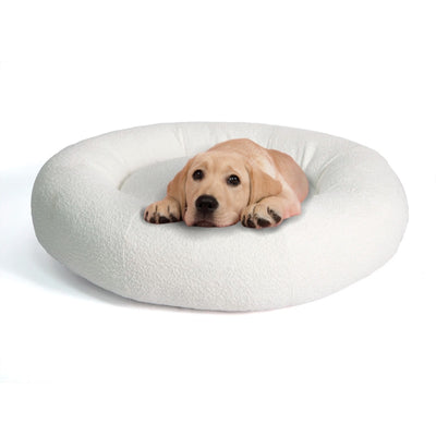 Round Plush Boucle Dog Bed | Boucle Pet Beds | Boucle Cat Beds | Comfortable Dog Beds | Soft Dog Beds | Stylish Dog Beds | Best Dog Beds | Cream Boucle | Gray Boucle | Estilo Living