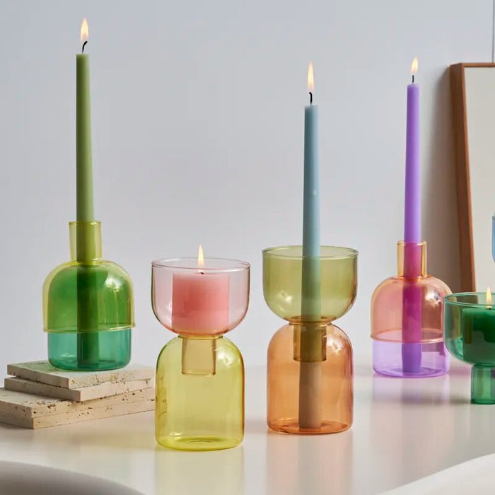 Colorful Glass Taper & Pillar Candle Holders & Vases | Home Decor | Glass Vases | Glass Candle Holders | Colourful Vases | Abstract Candlesticks | Estilo Living