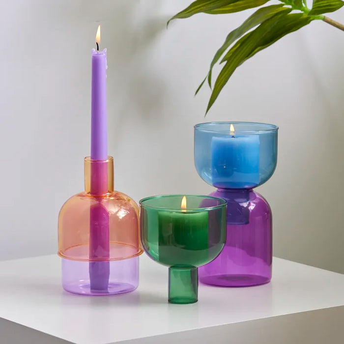 Colorful Glass Taper & Pillar Candle Holders & Vases | Home Decor | Glass Vases | Glass Candle Holders | Colourful Vases | Abstract Candlesticks | Estilo Living