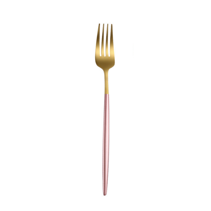 Gold and Pink 24-Piece Dinnerware Cutlery Set | Flatware Sets | Metallic Cutlery Sets | Mint And Gold Cutlery | Stylish Cutlery | Modern Flatware | Elegant Flatware | Estilo Living