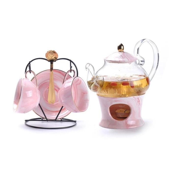 Pure Elegance Porcelain & Glass Teapot Set | Ceramic Teapot Sets | Marble Ceramic Glass Teapots | Drinkware | Estilo Living