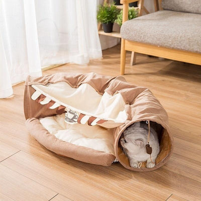 Purr Cafe Cat Tunnel with Removable Cat Bed | Cat Toys | Cat Entertainment | Collapsible Cat Tunnel | Cute Cat Tunnels | Cat Tunnel With Bed | Fun Cat Tunnels | Cat Tunnel | Stylish Cat Tunnels | Estilo Living