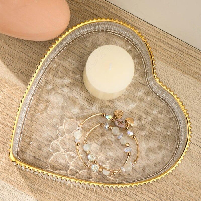 Decorative Heart Shaped Jewelry Glass Organizer Tray | Display Trays | Decorative Trays | Jewelry Storage | Jewelry Trays | Estilo Living
