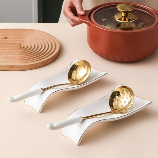 Camilla Ceramic Cooking Spoon Rest | Spoon Rests | Cooking Spoon Holders | Baking Spoon Holders | Ceramic Spoon Rests | Tableware Storage | Utensil Storage | Estilo Living