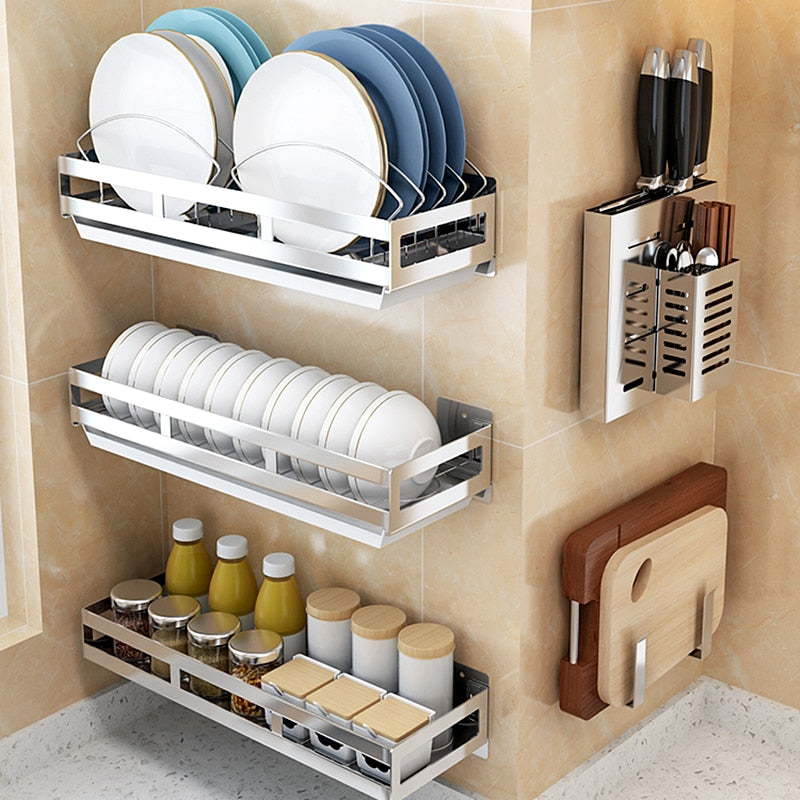 2 layer stainless steel kitchen stand corner plate dish drainer drying rack  storage with chopping board knife chopsticks holder - AliExpress