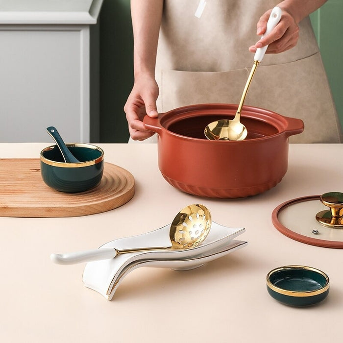 Camilla Ceramic Cooking Spoon Rest | Spoon Rests | Cooking Spoon Holders | Baking Spoon Holders | Ceramic Spoon Rests | Tableware Storage | Utensil Storage | Estilo Living