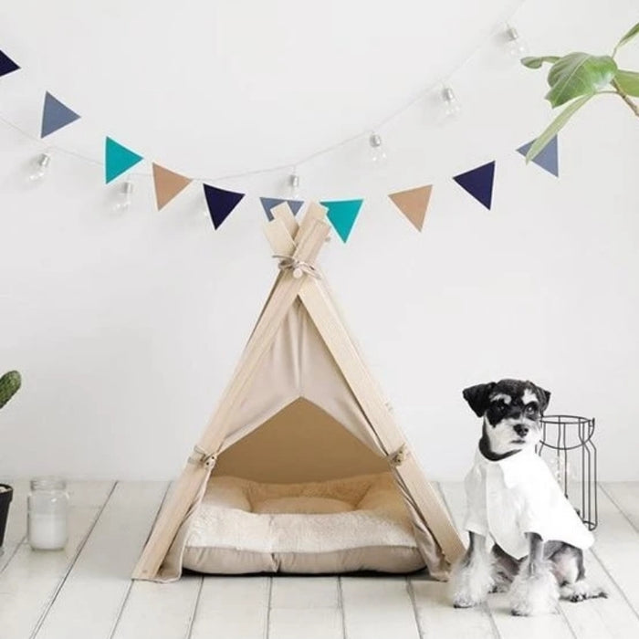 Boho Chic Dog Tent With Super-Soft Dog Cushion