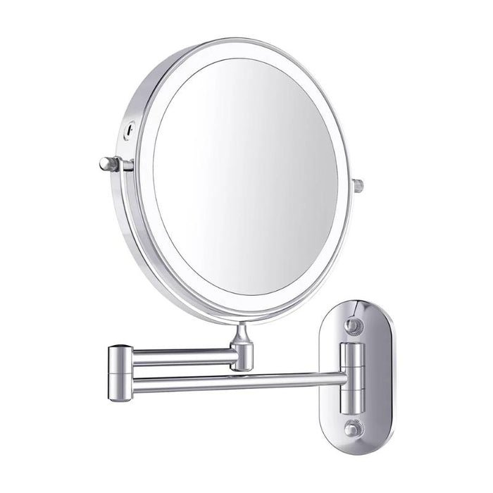 Chrome Silver Rechargeable LED Magnifying Makeup & Bathroom Vanity Mirror | Adjustable LED Makeup Mirror | Magnifying Makeup Mirror | Makeup Mirror LED Lights | Makeup Mirror on Wall | Bathroom Mirrors | Vanity Mirror | Wall Mounted Makeup Mirror | LED Vanity Mirror | Cosmetics Mirror | Shaving Mirror | Buy Makeup Mirrors Online Now at Estilo Living