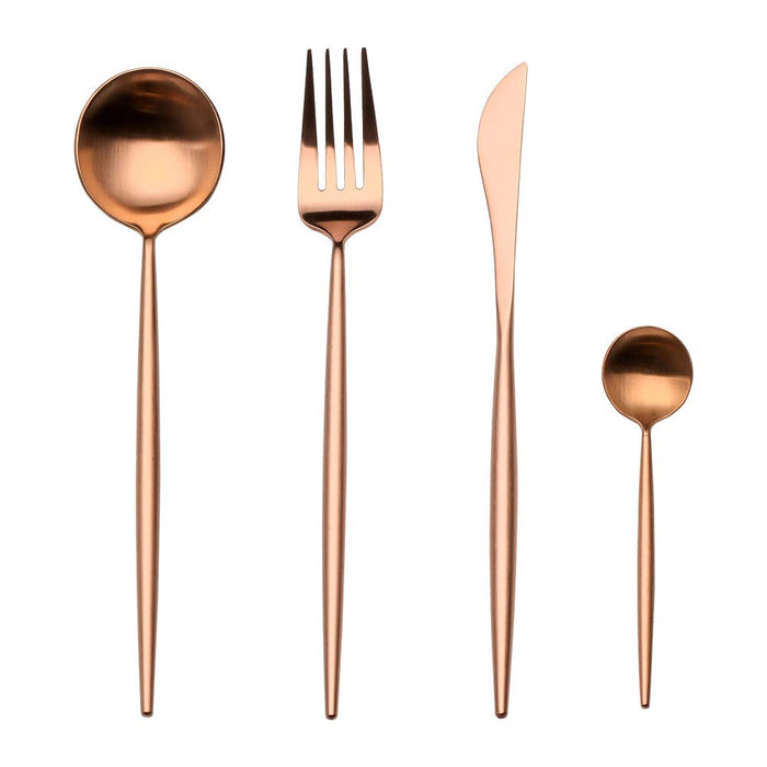 Matte Rose Gold 24-Piece Flatware Cutlery Set