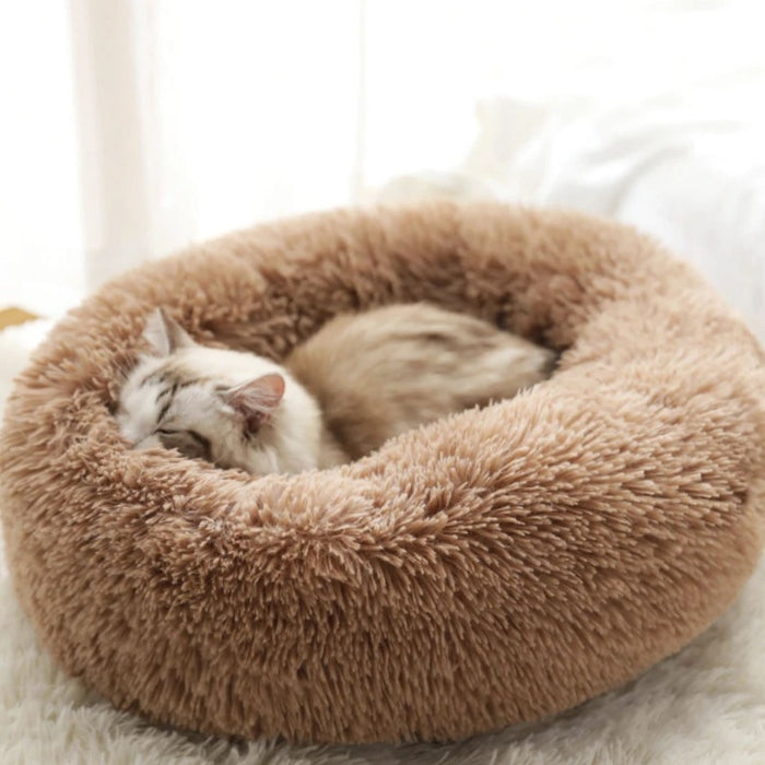 Round Plush Calming Donut Cat Bed Nest | Cat Beds | Pet Beds | Donut Beds | Plush Cat Beds | Cat Nests | Estilo Living