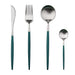 Silver and Green 24-Piece Dinnerware Cutlery Set | Flatware Sets | Metallic Cutlery Sets | Mint And Gold Cutlery | Stylish Cutlery | Modern Flatware | Elegant Flatware | Estilo Living