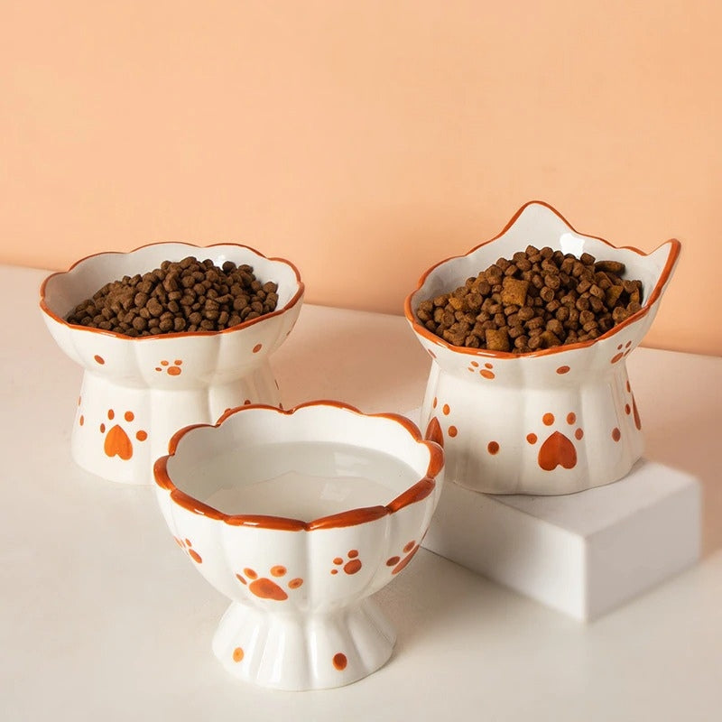 Sweetheart Ceramic Vintage Raised Cat Bowls | Pet Bowls | Pet Feeders | Dog Bowls | Cat Feeder | Cute Cat Bowls | Estilo Living