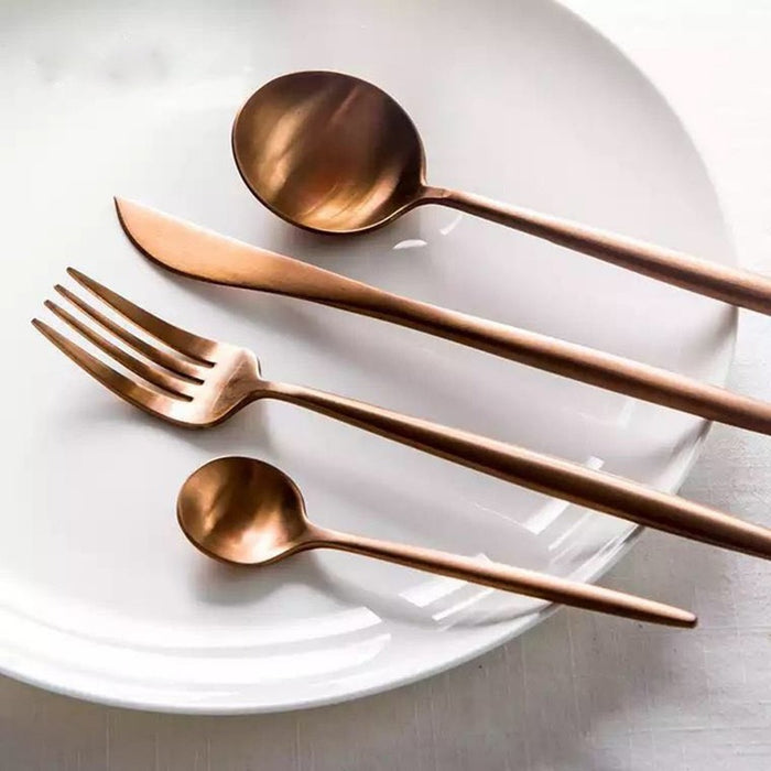 Matte Rose Gold 24-Piece Flatware Cutlery Set