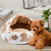 Cow Patch Round Plush Calming Dog Cave Bed | Dog Beds | Pet Beds | Round Dog Beds | Plush Dog Beds | Dog Nests | Dog Caves | Dog Cushion Beds | Estilo Living