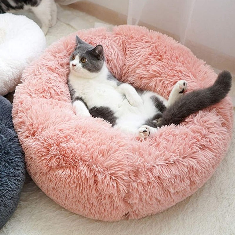 Round Plush Calming Donut Cat Bed Nest - Buy Online | Estilo Living