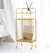 Gold Iron Blair Side Table with Bookshelf and Magazine Storage, and a Top Shelf for Home Decor Display