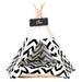 Black and White Chevron Pattern Modern Boho Dog Teepee with Plush Dog Bed Cushion