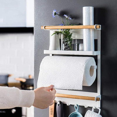 1pc Black No Drilling Required Kitchen Paper Towel Rack, Under Cabinet Roll  Holder Shelf For Paper Towel, Cling Film, Oil-absorbing Paper Storage Rack