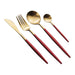 Gold and Red 24-Piece Dinnerware Cutlery Set | Flatware Sets | Metallic Cutlery Sets | Mint And Gold Cutlery | Stylish Cutlery | Modern Flatware | Elegant Flatware | Estilo Living