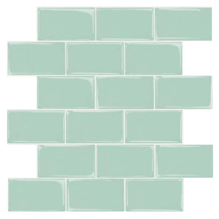 Self Adhesive 3D DIY Subway Tiles in Mint Green | Tile Decals | Laundry Tiles | Kitchen Tiles | Kitchen Splashbacks | Bathroom Tiles | Shower Tiles | Fireplace Tiles | Feather Tiles | Stick On Tiles | Peel And Stick Tiles | Cheap Tiles | Best Tiles | Best Cheap Tiles | Estilo Living