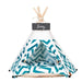 Green and White Zigzags Canvas Cotton Modern Boho Cat Teepee with Plush Cat Bed Cushion, from Pet Teepees and Pet Accessories Collection, at Estilo Living