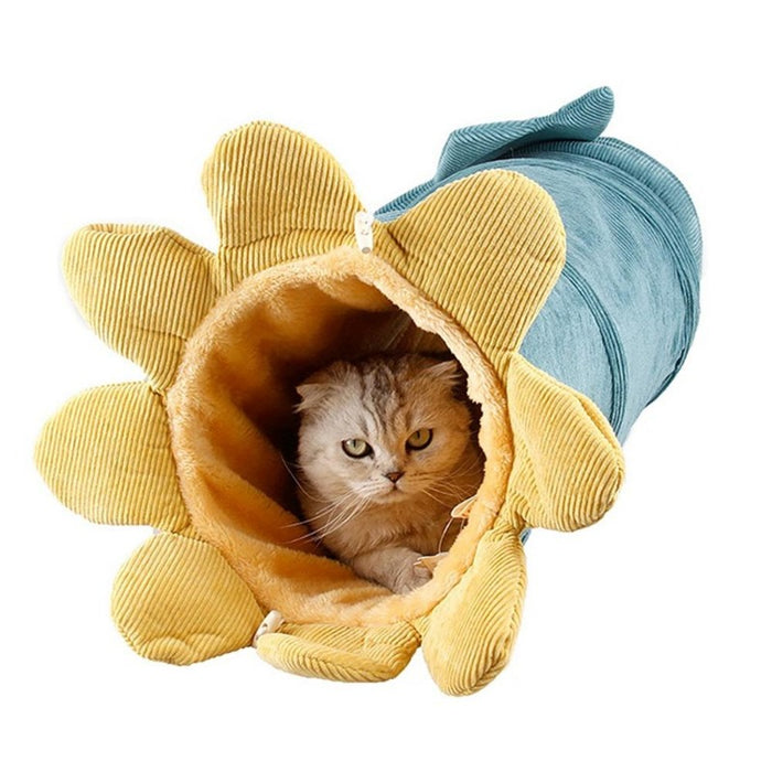 Summer Garden Corduroy Cat Tunnel | Cat Toys | Cat Entertainment | Collapsible Cat Tunnel | Cute Cat Tunnels | Sunflower Cat Tunnel | Eggplant Cat Tunnel | Carrot Cat Tunnel | Farmhouse Cat Tunnels | Estilo Living  