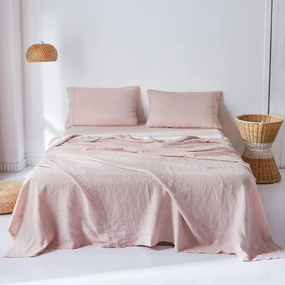 Pastel Pink French Flax Linen Fitted & Flat Sheet Set | Sheet Set | Bedding Set | Linen Bedding Set | Fitted Sheet and Flat Sheet | Linen Bedding Set | Bedding Set | Sheet Sets Queen | Sheet Set Twin | Sheet Sets King | Pastel Pink French Flax Linen Fitted and Flat Sheet Set | Vintage Bedding | Vintage Linen Sheets | French Country Bedding | Flax Sheets | Stylish Bedd