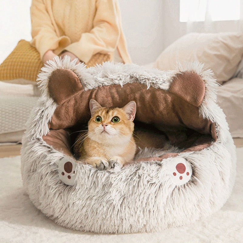 Adorable Creature Round Plush Calming Cat Nest - Buy | Estilo Living