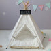 White Lace Pom Pom Dog Teepee with Dog Cushion | Dog Tents | Dog Beds | Calming Dog Beds | Dog Teepees | Estilo Living